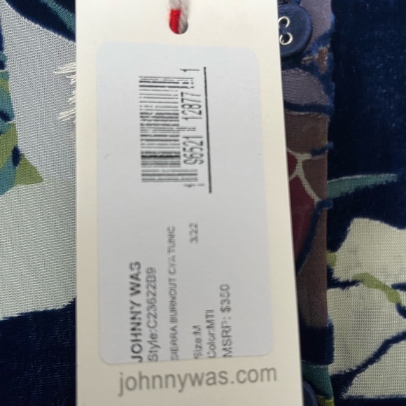 Johnny Was Velvet Burn-Out Blouse (M) - Picture 5 of 6